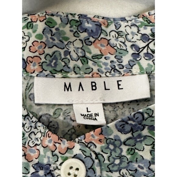MABLE women size L floral ruffled button down long sleeve peasant‎ prairie top - Picture 8 of 9
